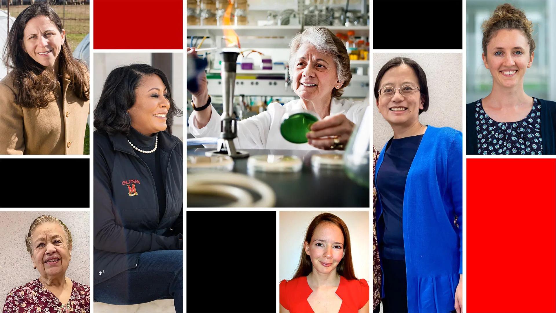 From left, Megan Newcombe, Min Wu, Rita Colwell, Jessica Vitak, Mia Smith-Bynum, Stephanie Lansing and Kawthar Zaki. All experienced moments of uncertainty in forging their careers in science, where women are a distinct minority, but found inspiration to continue.